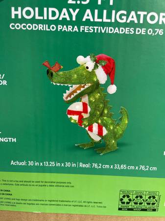 Holiday Alligator with red robin and candy cane 1