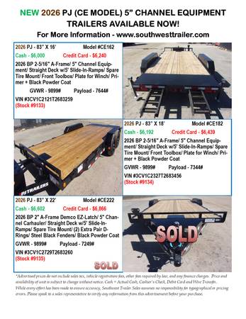 NEW PJ (CE) EQUIPMENT TRAILER @ SOUTHWEST TRAILER SALES (760) 788-8900 1
