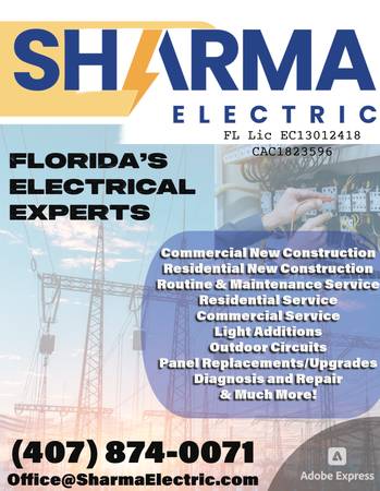 ----SHARMA ELECTRIC LLC - FL's CUSTOMER CENTRIC ELECTRICIAN/CONTRACTOR 1