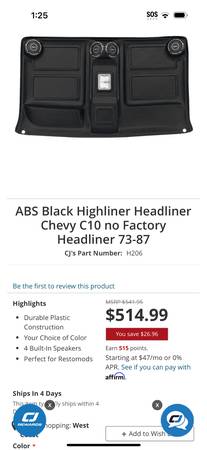 Chevy C10 Headliner 1