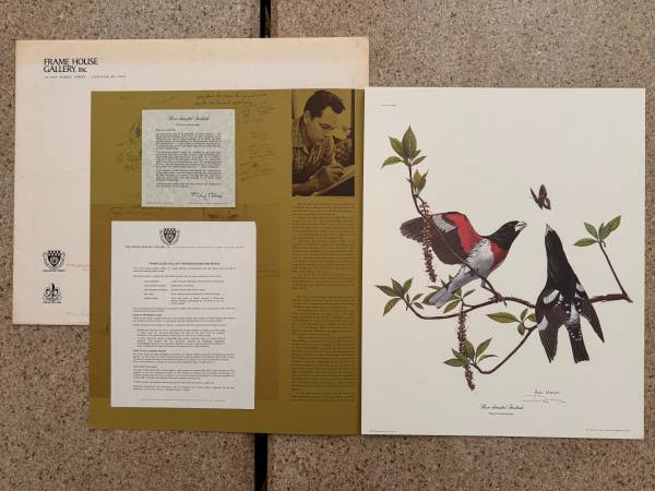 Ray Harm Rose-breasted Grosbeak Signed 16x20 Lithograph Art Print 1