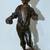 BEAUTIFUL 18" TALL VINTAGE METAL STATUE OF A YOUNG BOY HOLDING A CUP 2 thumbnail