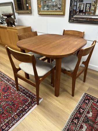 Vintage Teak Square Butterfly Leaf Dining Table 1