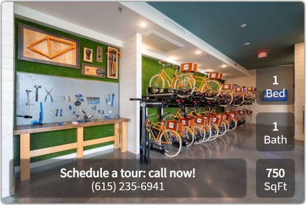 $1,745 / 1br - 750ft2 - Take it to the next level! Beautiful high rise 1 bed / 1 bath! (Nashville - One Hundred Oaks Mall)63904698459266120