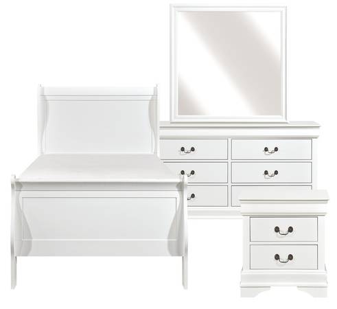 #Louis Philippe 4-piece Twin Bedroom Set White 1