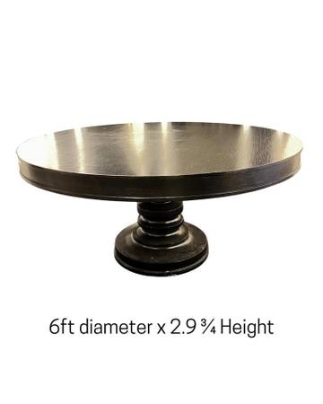 Black Round Display Table – Boutique Pedestal Style (6ft) 1