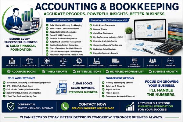 ACCOUNTING & BOOKKEEPING | QuickBooks Expert | Financial Statements | 1