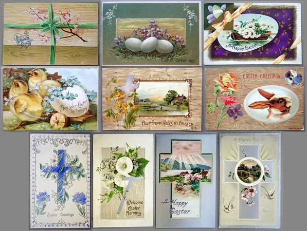 (10) Antique Easter Postcards - from Family Archives - 1907 - 1913, MI 1