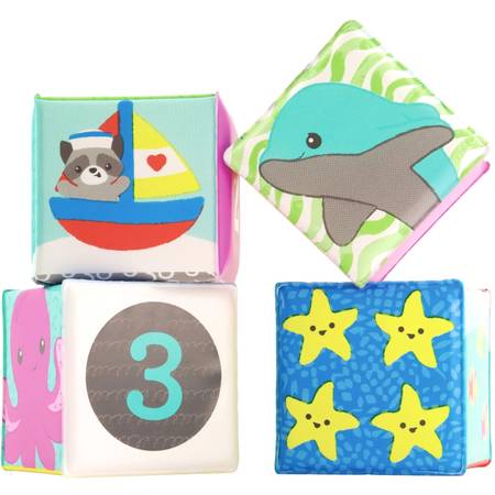 INFANTINO Wee Wild Ones BATH BLOCKS 4-Pcs COLORS, NUMBERS, SEA ANIMALS 1