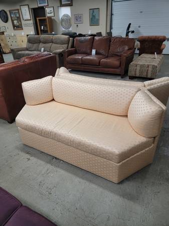 Pink Upholstered Curved Back Sofa Couch #486-3 1