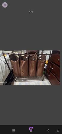 4 bag rolling laundry cart 1