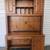Vintage Solid Pine Lighted Office Desk With Hutch 3 thumbnail