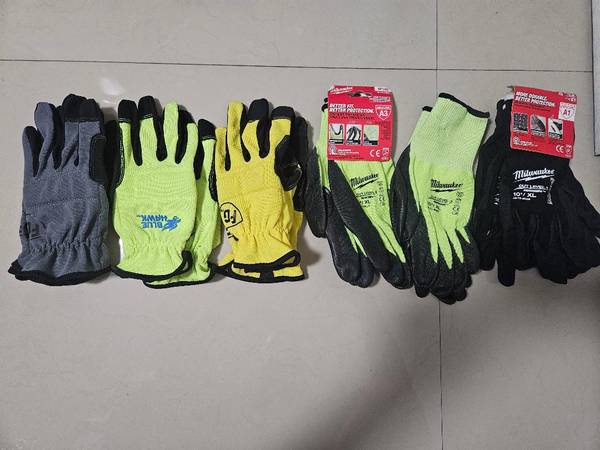 Gloves Mens Work Gloves Milwaukee Black & Yellow Set 9 Pairs NEW 1