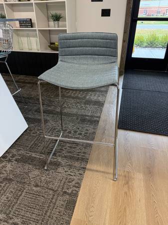 Light Blue Cushioned Stool 1