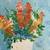 Vibrant vintage signed oil painting abstract flowers solid wood frame 3 thumbnail