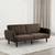 Brown fabric ribbed tufted folding futon sofa bed USB plugs 1 thumbnail
