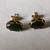 14k Solid Yellow Gold Green Jade Earring Studs 1 thumbnail