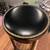 Studded Leather Curved Wooden French Bistro Bar Stool 2 thumbnail