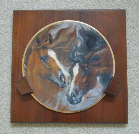 Mint Condition Harland Young "Quarterhorses" Framed Plate 1