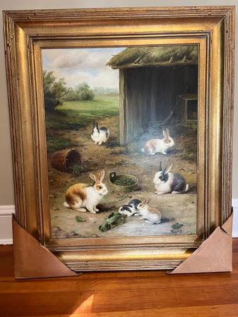 Large framed quality reproduction oil 1