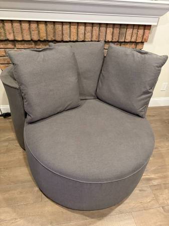 Ethan Allen MICKEY MOUSE CLUB Oversize "Chair and a Half" In Gray 1