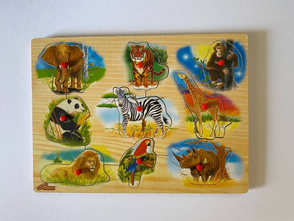 Wood’n things wooden peg puzzle Safari animals 1