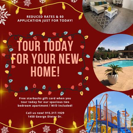 ONLY TODAY! PROMO RENT AND $0 APP FEE! STOP BY NOW! 1