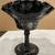 FENTON ART GLASS PINK ROSE ON BLACK EBONY COMPOTE CANDY DISH HANDPAINT 7 thumbnail