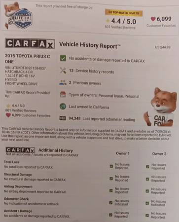TOYOTA PRIUS LOW MILES 95K CLEAN TITLE CARFAX SMOG AUTOMATIC 4CYL C1 - $11,500 (hayward / castro valley)63477433666051124