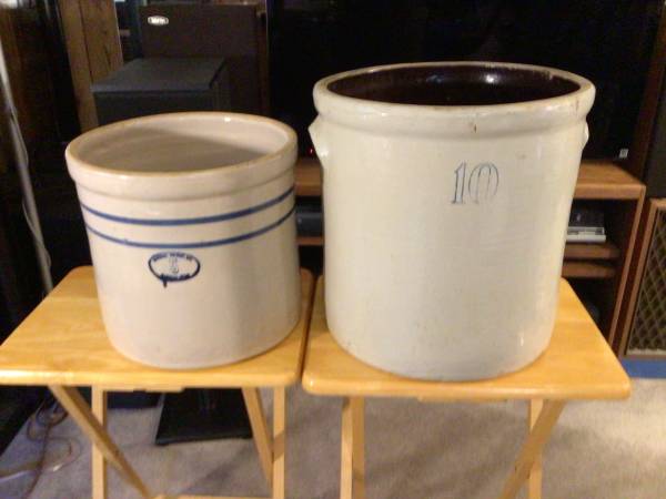 Two Vintage Large Crocks 1