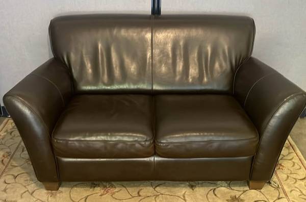 Natuzzi Brown Leather Loveseat – $195 1