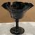 FENTON ART GLASS PINK ROSE ON BLACK EBONY COMPOTE CANDY DISH HANDPAINT 2 thumbnail