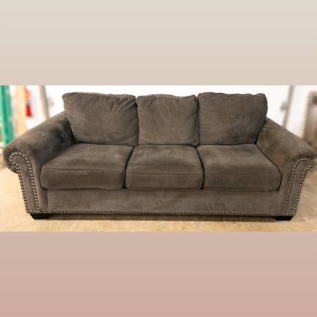 Dark Grey Microfiber Couch Charcoal Sofa, Free of smoke/pets. Ashley Furniture S 1