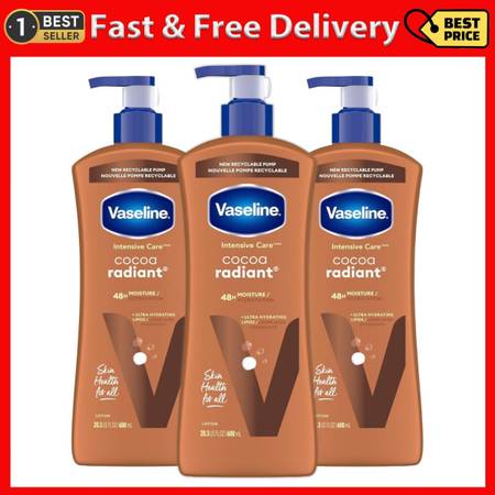 3 Vaseline Intensive Care Body Lotion for Dry Skin Cocoa Radiant Lotion 20.3 Oz  1