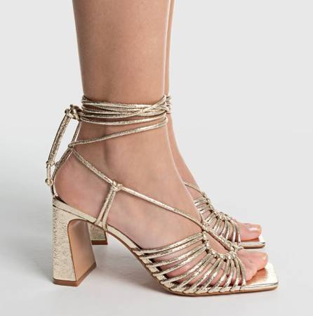 Gold Knotted Heeled Sandals - Woman Heels - $40 (Tracy)63469943502467120
