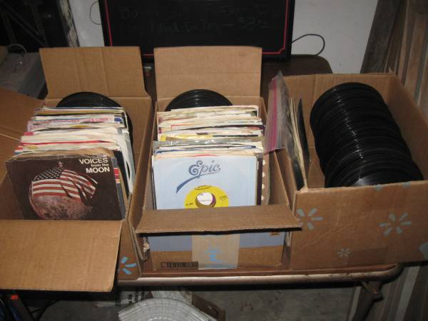 3 BOXES 45 RECORDS~2 W/115ct-77 SLEEVED-1 BOX 150 45's NO SLEEVES-EACH 1