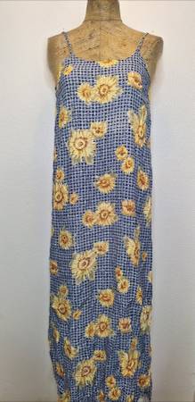 Sans Souci Basketweave Sunflower Maxi Dress 1990s 1