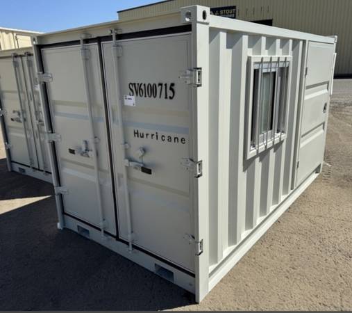 2025 9' 10" Storage Container 5' 8" Tall, end door, man door, window 1