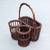 Vintage wicker picnic basket cutlery napkin wine bottle rattan carrier 1 thumbnail