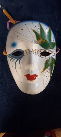 Authentic New Orleans Mardi Gras Ceramic Mask 1