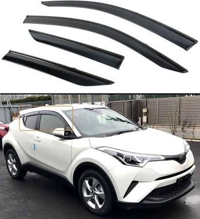 Smoke Tinted Window Visor Vent Shade Rain Guards for a Toyota C-HR CHR 1
