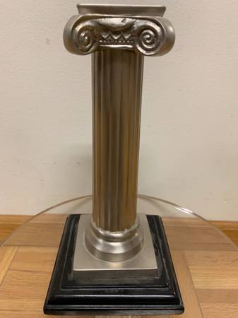 Heavy Pewter Roman Style Candle Holder with Marble Footing 1