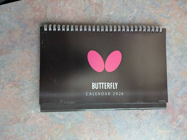 Butterfly Table Tennis Desk Calendar 2026 1