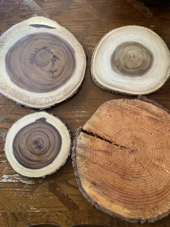 Various wood slabs for serving or for wedding centerpieces