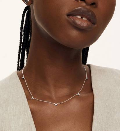 NWT! Monica Vinader Stamped 925 Sterling Silver 5 Heart Necklace 1