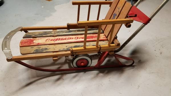 Sled with Runners, Wheels & Push Handle - REDUCED 1