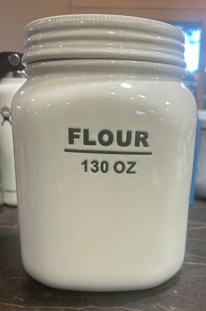 REDUCED - White Ceramic Flour Storage Jar (130 ounce) 1