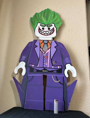 3ft Hand Painted Lego Joker wood cut 1