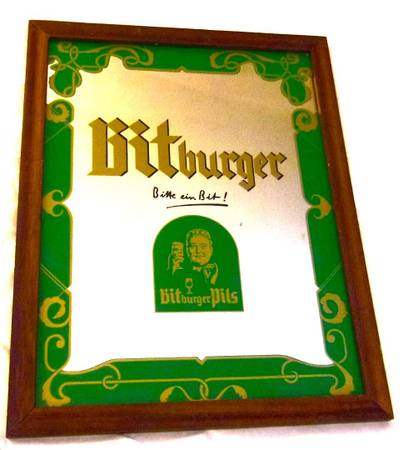 Vintage Rare Bitburger Pils Beer Bar Tavern Pub Advertising Mirror 1