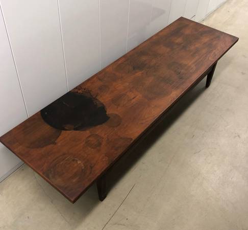 Risom walnut coffee table bench 72” Midcentury 1
